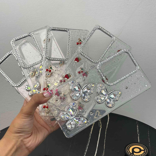 Galaxy A56 – Glim Transparent Shockproof Phone Case with Gemstone Camera Edges