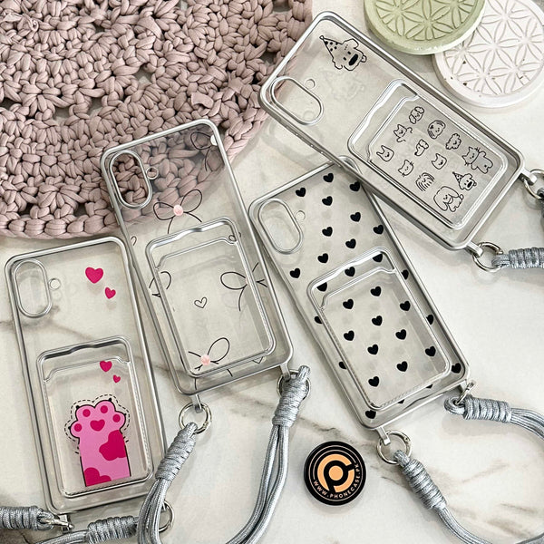 Galaxy A07 - Clear Electroplated Card Slot Case with Wrist Strap
