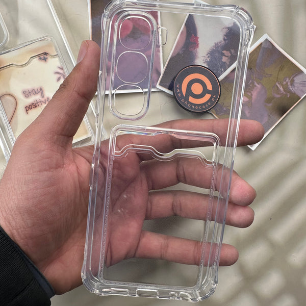 Infinix Hot 60/ 60i - Wallet Card Holder Transparent Slot ShockProof Case