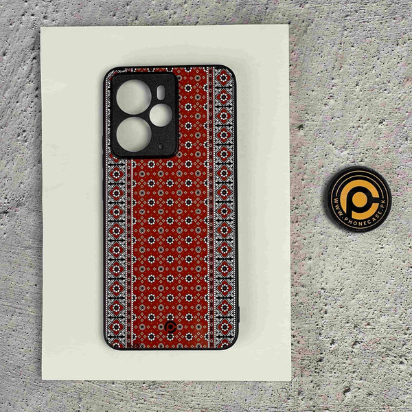 Realme 14 5G - Ajrak  Design 12 - Premium Metal Printed soft Bumper Shock Proof Case CS-50552