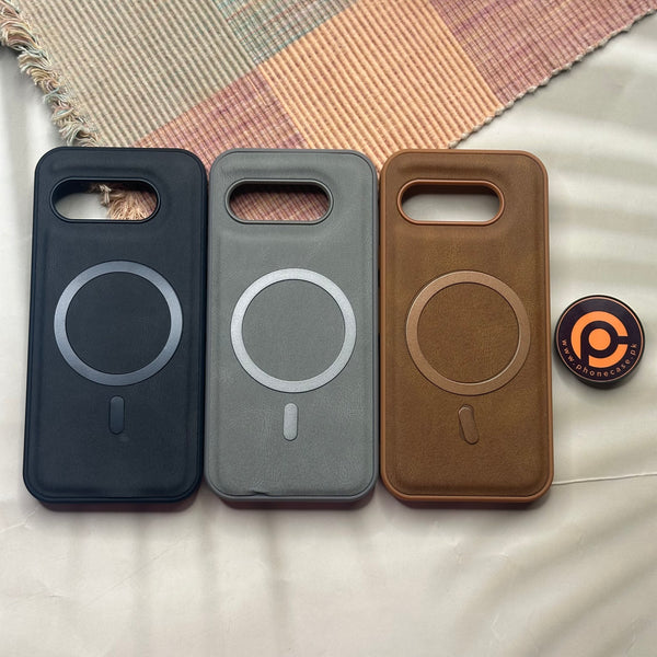 Google Pixel 9A - Elegant Magnetic Grainy Leather Anti-Fingerprint Case