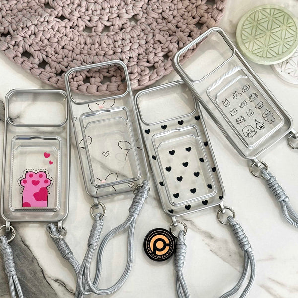 iPhone 17 Pro Max - Clear Electroplated Card Slot Case with Wrist Strap