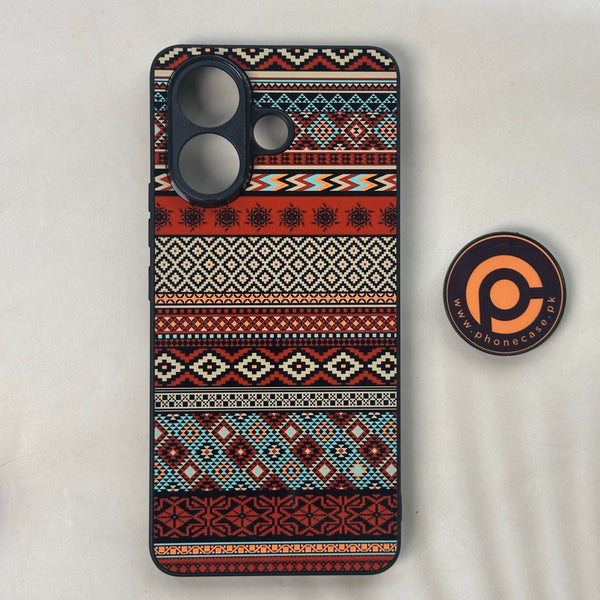 Vivo V60 Lite  - Ajrak 2.0- Premium Metal Printed Soft Bumper Shock Proof CaseCS-49260