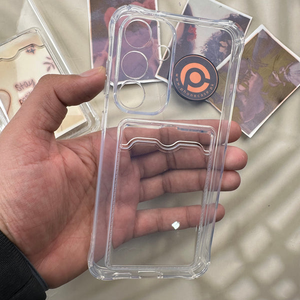 Samsung Galaxy S25 FE - Wallet Card Holder Transparent Slot ShockProof Case