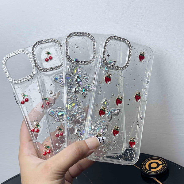 iPhone 13 – Glim Transparent Shockproof Phone Case with Gemstone Camera Edges