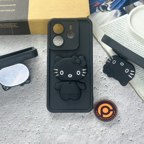 Redmi Note 14 4G - 3D Cute Kitty Case with Built-In Mirror & Stand