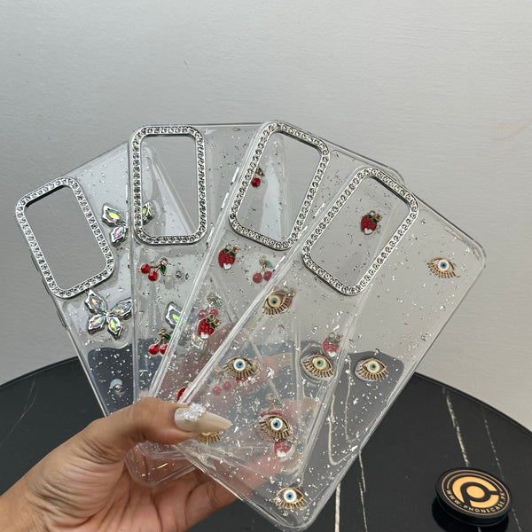 Galaxy S24 FE – Glim Transparent Shockproof Phone Case with Gemstone Camera Edges