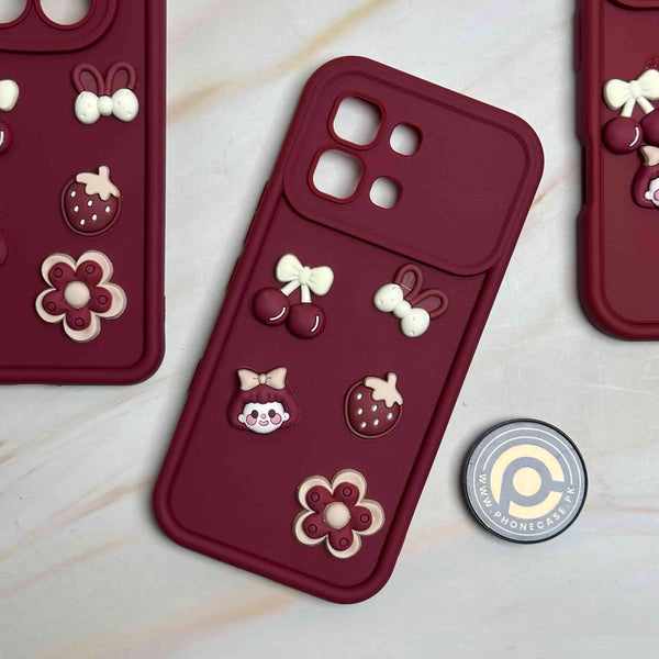 Infinix Note Edge - Cute 3D Cherry Flower Icons Silicon Case