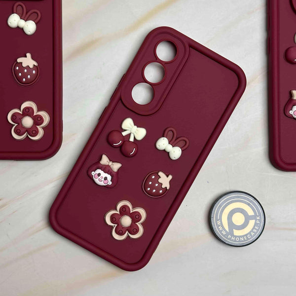 Vivo V70 FE - Cute 3D Cherry Flower Icons Silicon Case