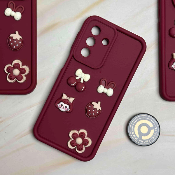 Galaxy S26 FE - Cute 3D Cherry Flower Icons Silicon Case