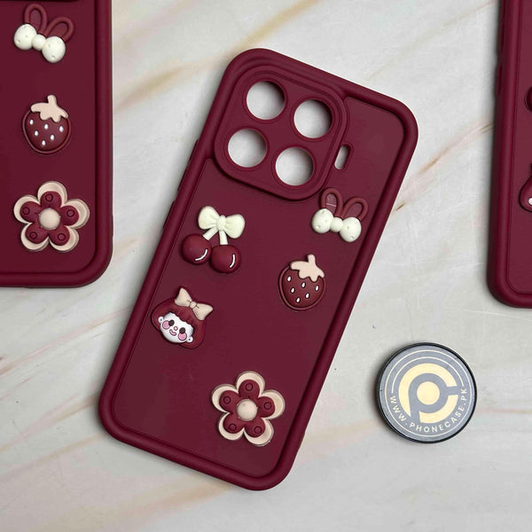 Xiaomi 17T Pro - Cute 3D Cherry Flower Icons Silicon Case