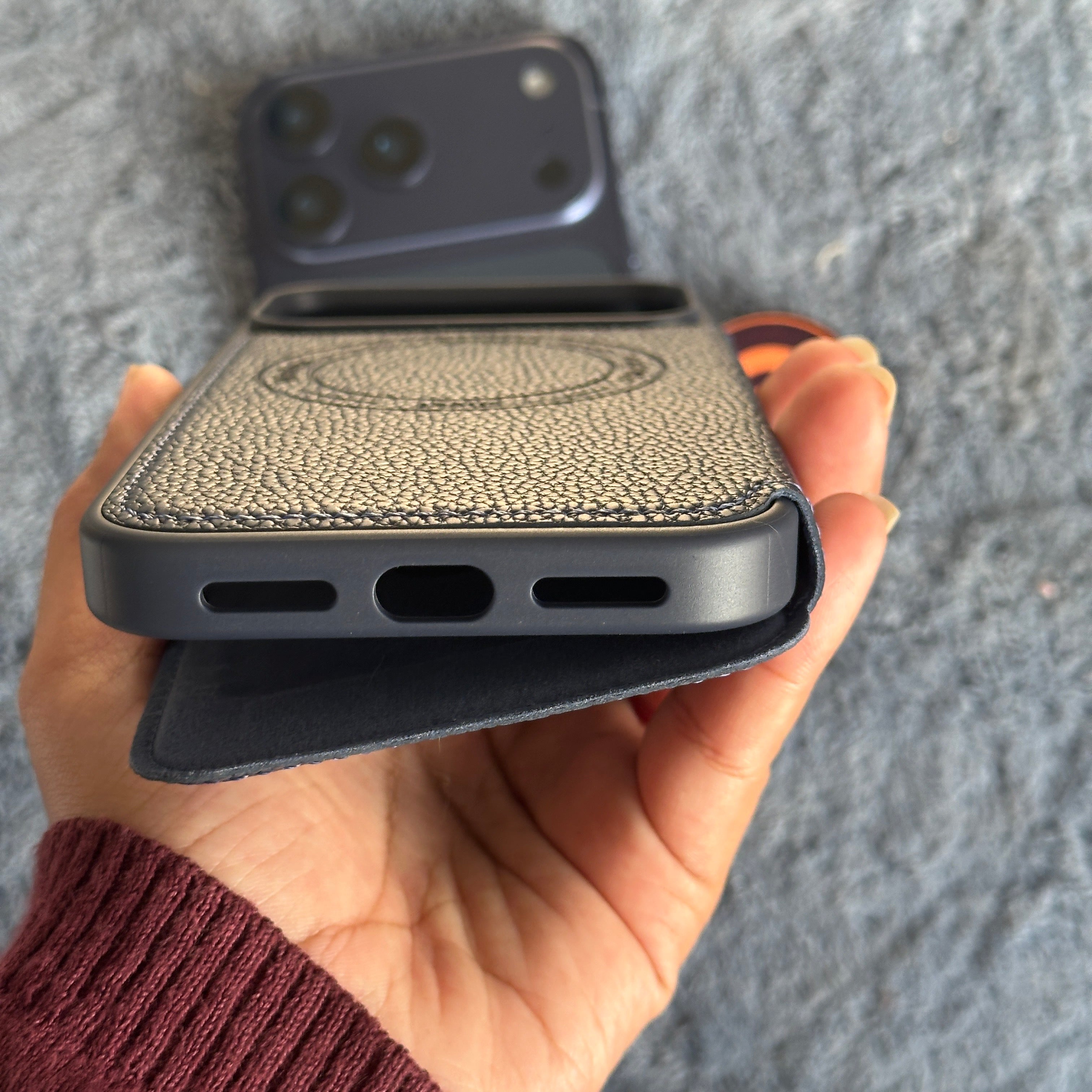 iPhone 17 Pro - Premium Flip Wallet Leather Mobile Cover with Card Slots & Wireless Charging Support