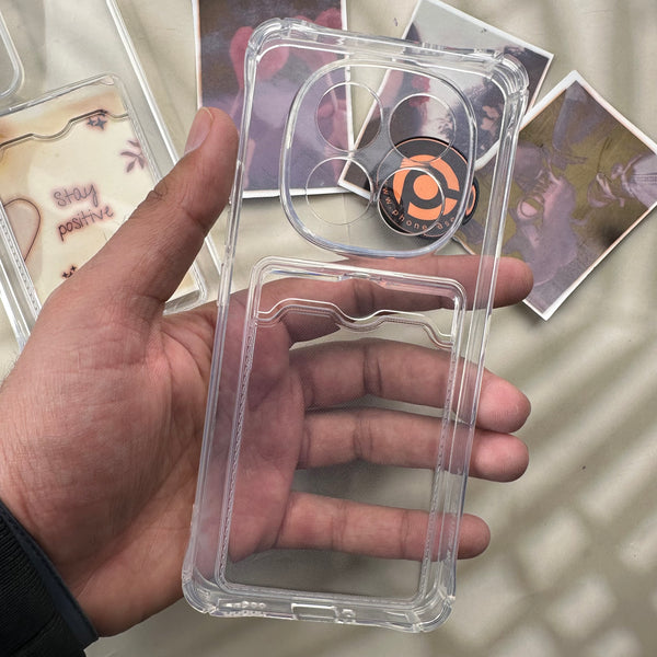 Redmi Note 14 Pro - Wallet Card Holder Transparent Slot ShockProof Case
