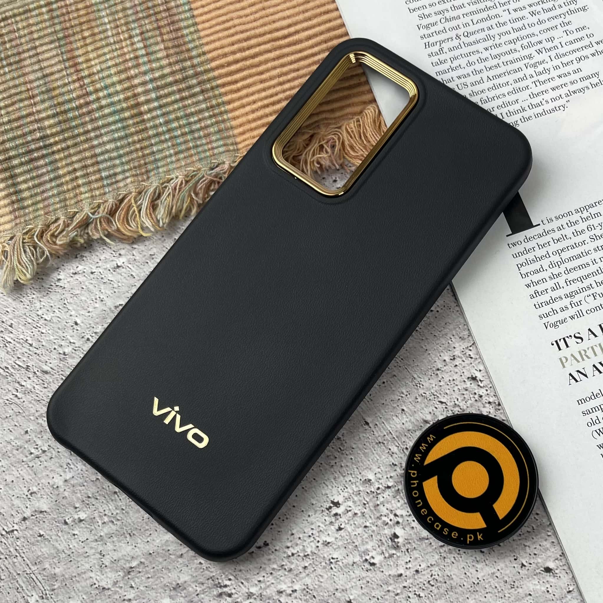 Vivo V23E Premium Dual layer Leather Feel Electroplated Case
