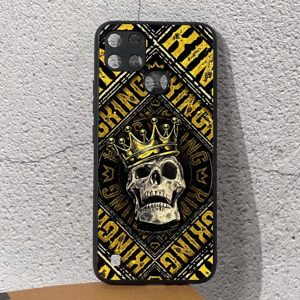 Realme C21Y/ C25Y - King Skull Golden - Premium Printed Metal soft Bumper shock Proof Case CS-14290