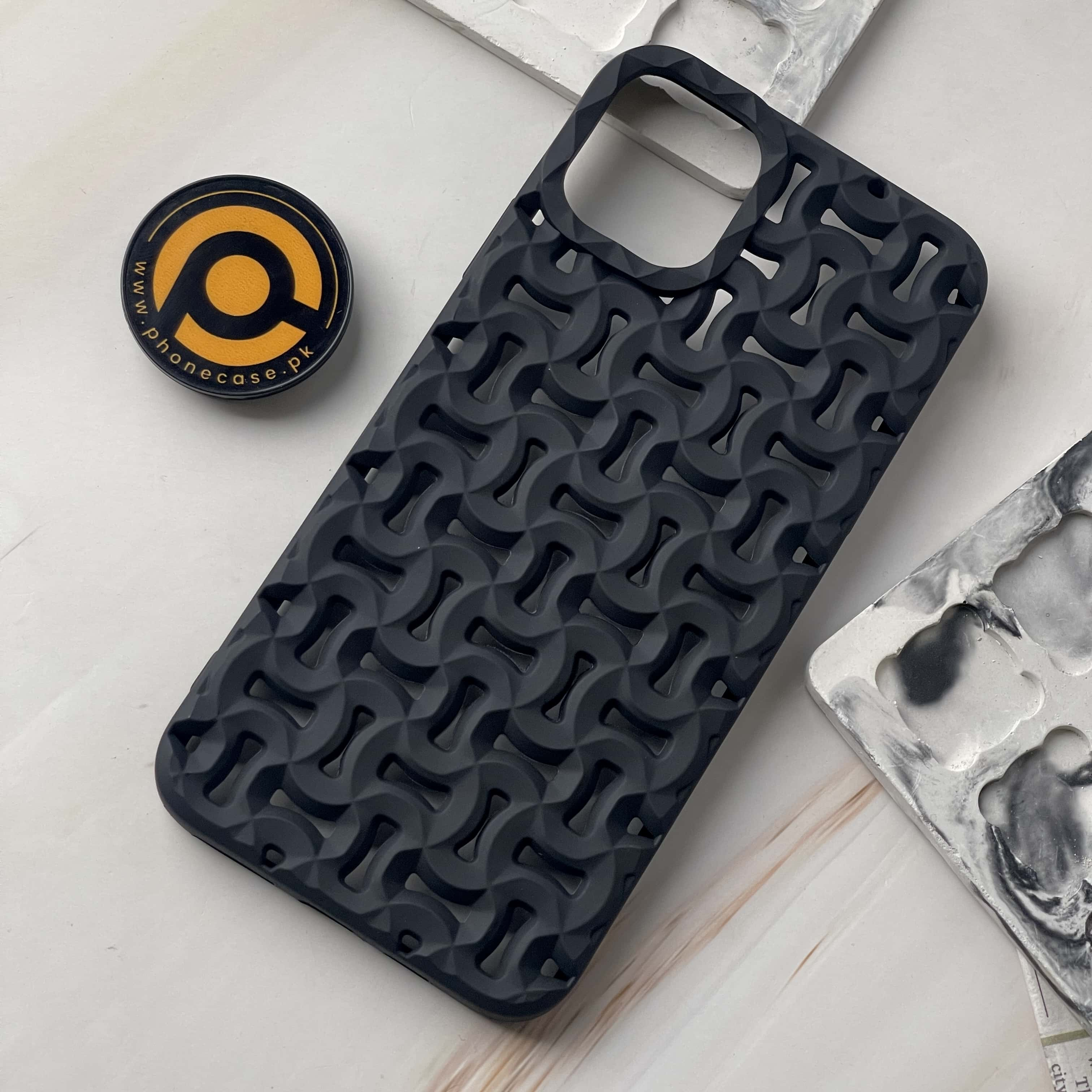 iPhone 15 Cross Cut Pattren Silicon Case