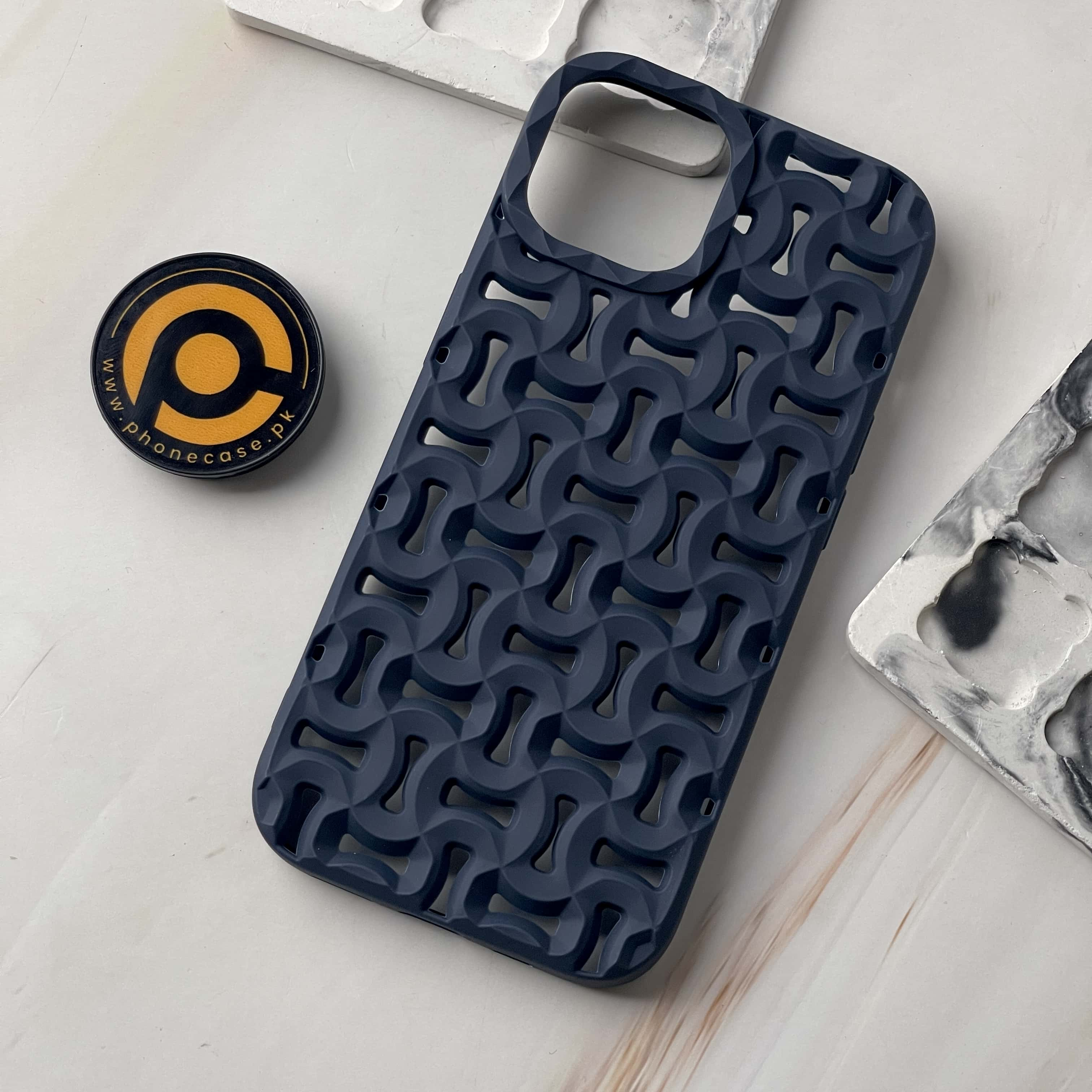 iPhone 15 Cross Cut Pattren Silicon Case