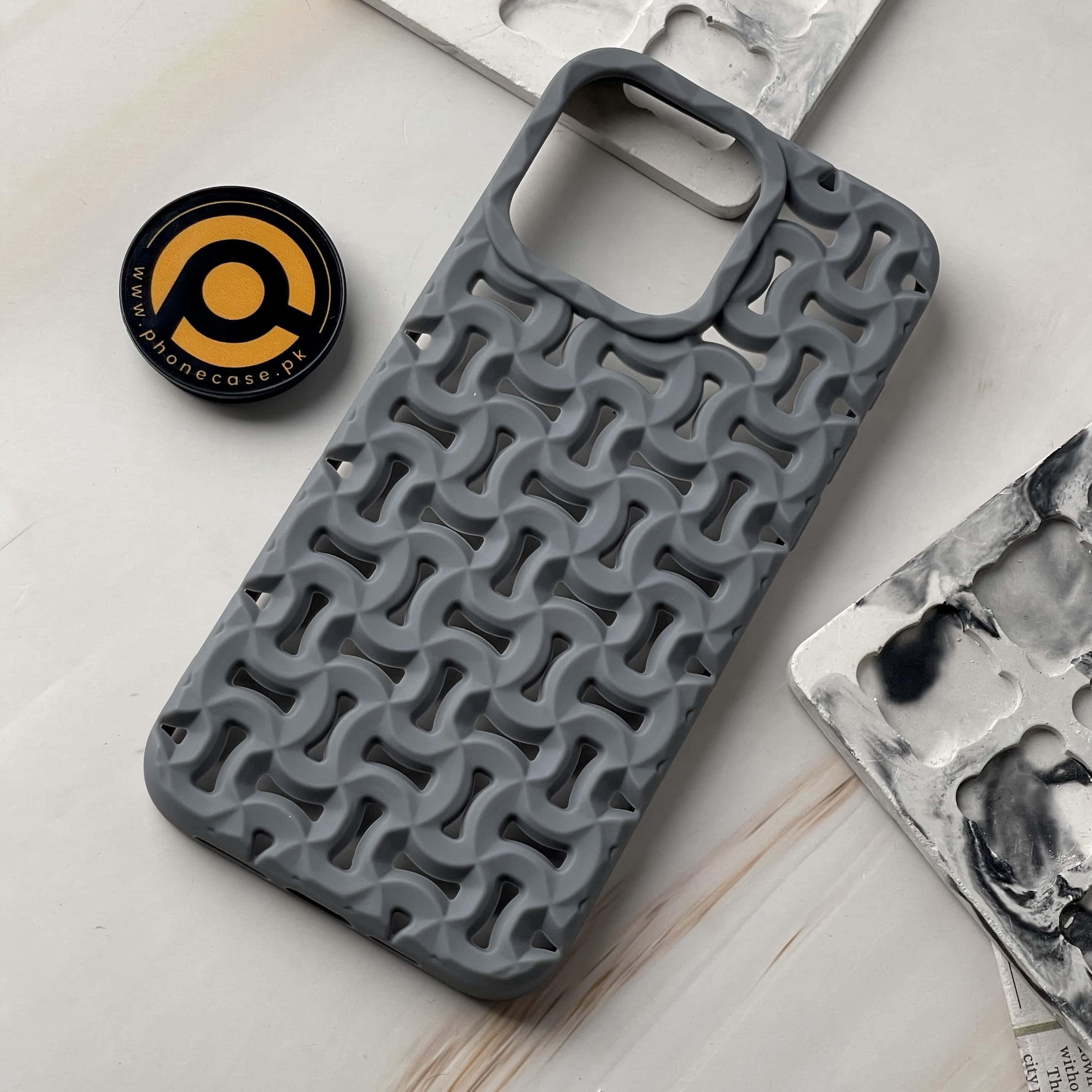 iPhone 15 Pro Max Cross Cut Pattren Silicon Case