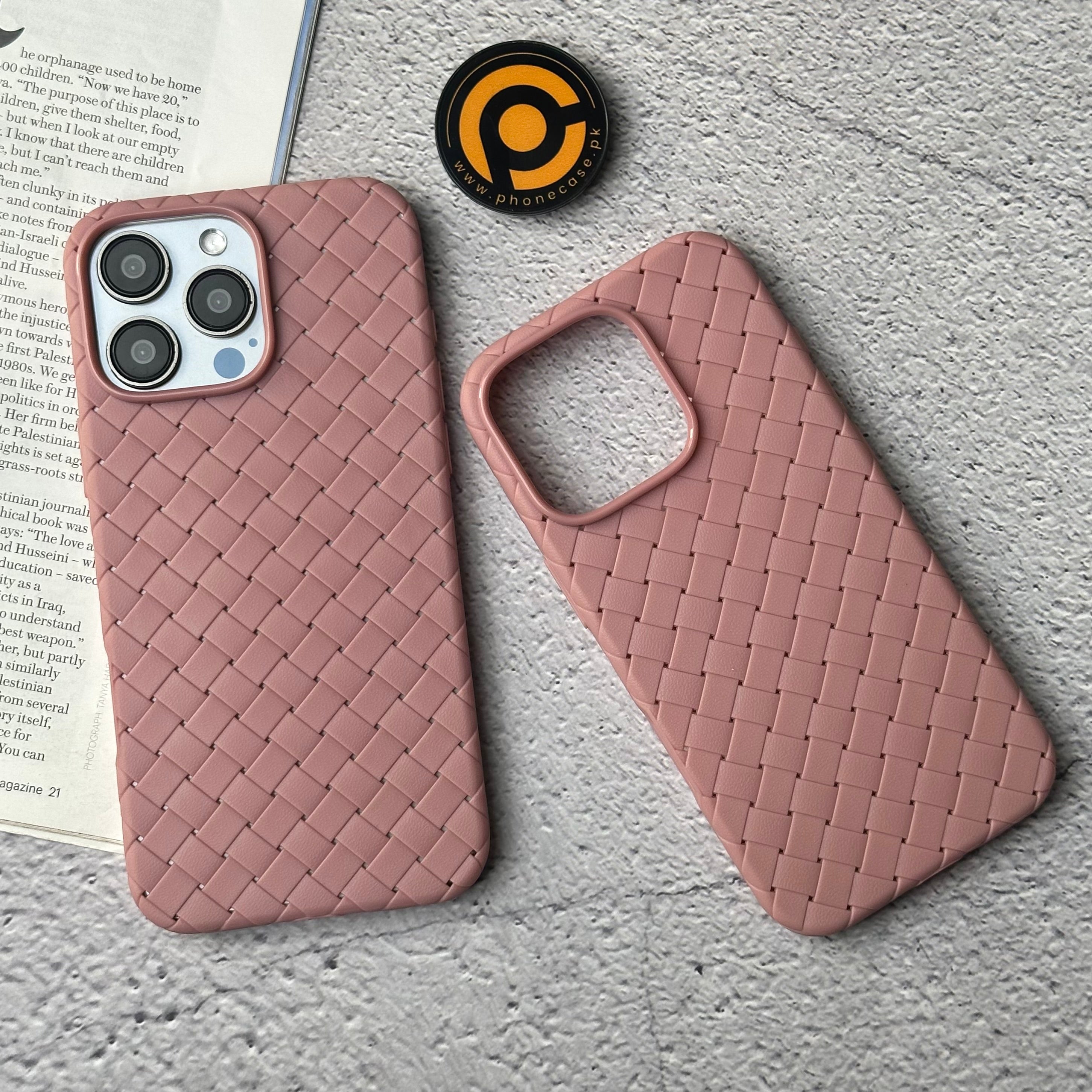 iPhone 16 Pro Max Woven Design Leather Case