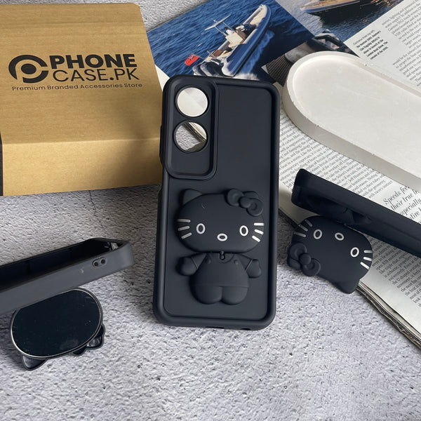 Oppo A60 - 3D Cute Kitty Case with Built-In Mirror & Stand