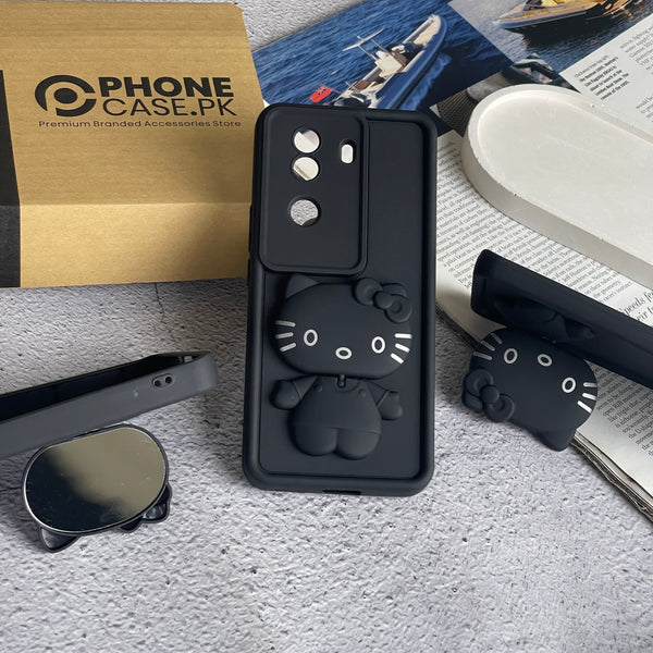 Vivo V40e - 3D Cute Kitty Case with Built-In Mirror & Stand