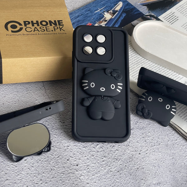 Tecno Spark 30 Pro - 3D Cute Kitty Case with Built-In Mirror & Stand