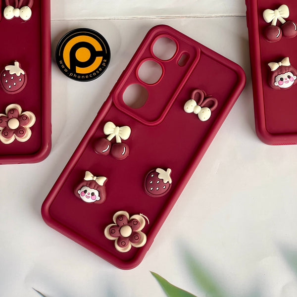 VIVO Y200 4G Cute 3D Cherry Flower Icons Silicon Case