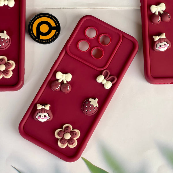 Tecno Spark 30 Pro Cute 3D Cherry Flower Icons Silicon Case