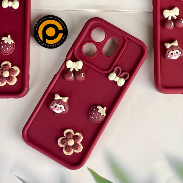 Infinix Hot 50i / Infinix Smart 9/ Infinix Smart 9 HD - Cute 3D Cherry Flower Icons Silicon Case