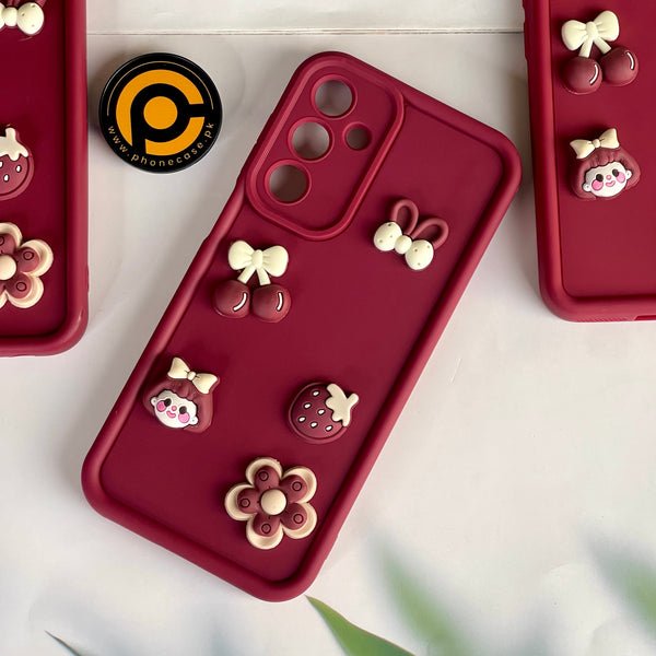 Samsung Galaxy A16 Cute 3D Cherry Flower Icons Silicon Case