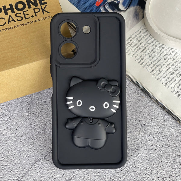 Vivo Y36 4G / Y36 5G / Y78 5G / Y78 Plus 5G / Y27 5G / Y27s - 3D Cute Kitty Case with Built-In Mirror & Stand