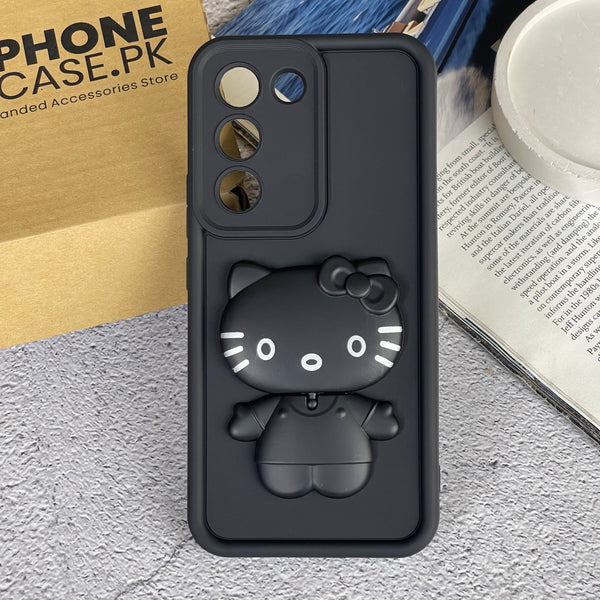 VIVO Y100 4G / Vivo V30 Lite 4G / Vivo Y200e - 3D Cute Kitty Case with Built-In Mirror & Stand