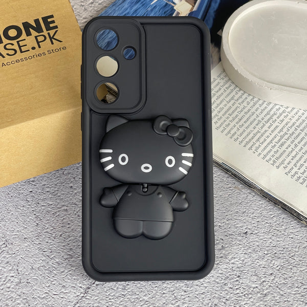 Samsung Galaxy S25 - 3D Cute Kitty Case with Built-In Mirror & Stand