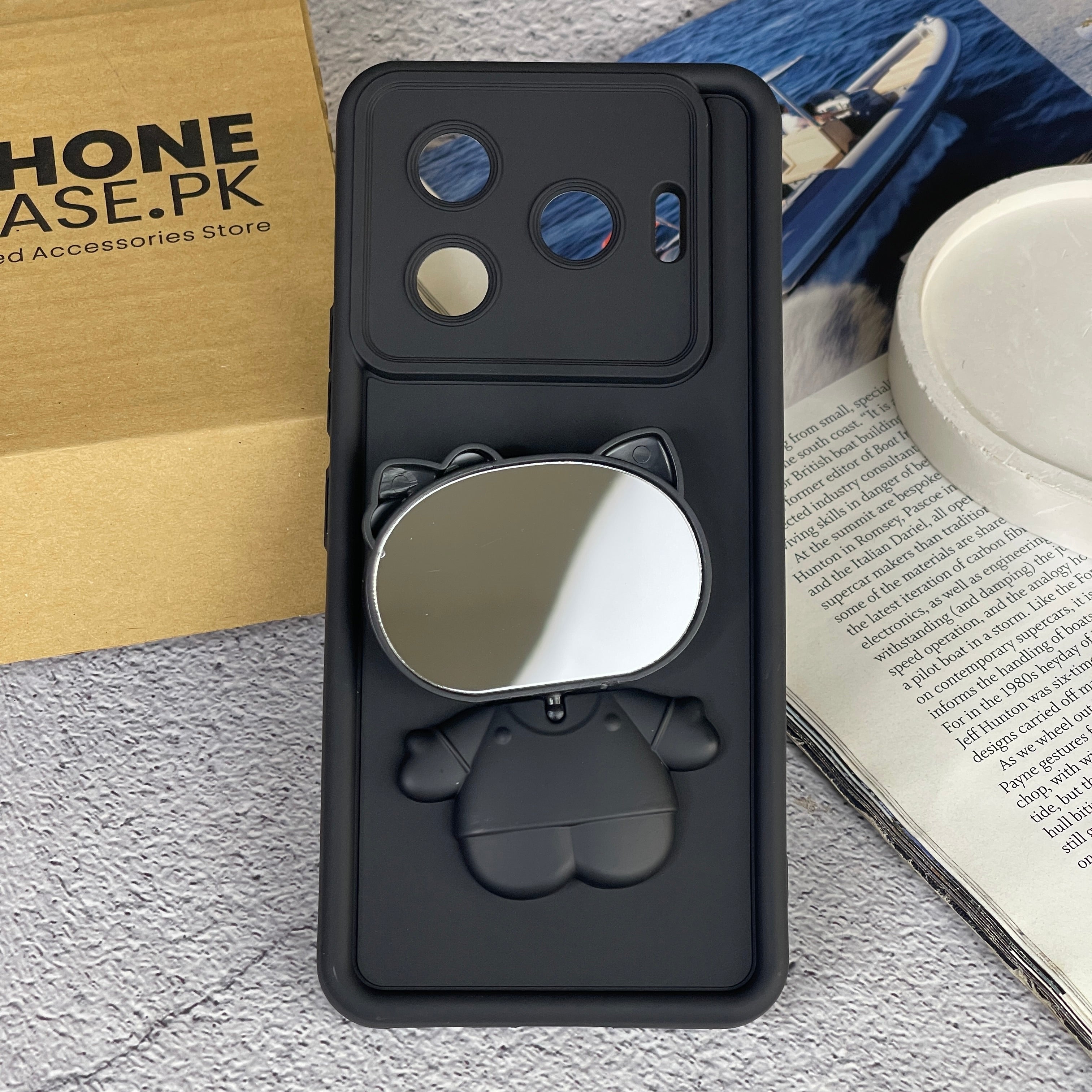 Tecno Camon 30 Pro - 3D Cute Kitty Case with Built-In Mirror & Stand