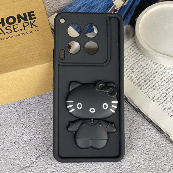 Tecno Camon 30 - 3D Cute Kitty Case with Built-In Mirror & Stand