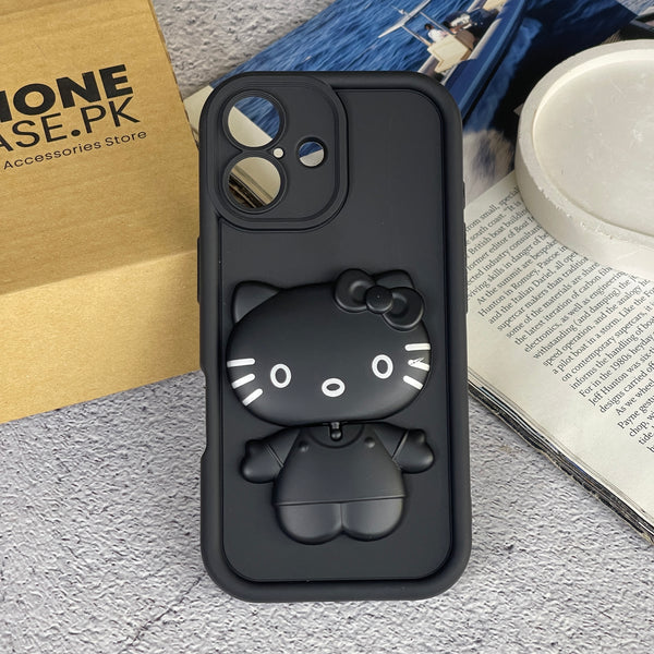 iPhone 16 Plus - 3D Cute Kitty Case with Built-In Mirror & Stand