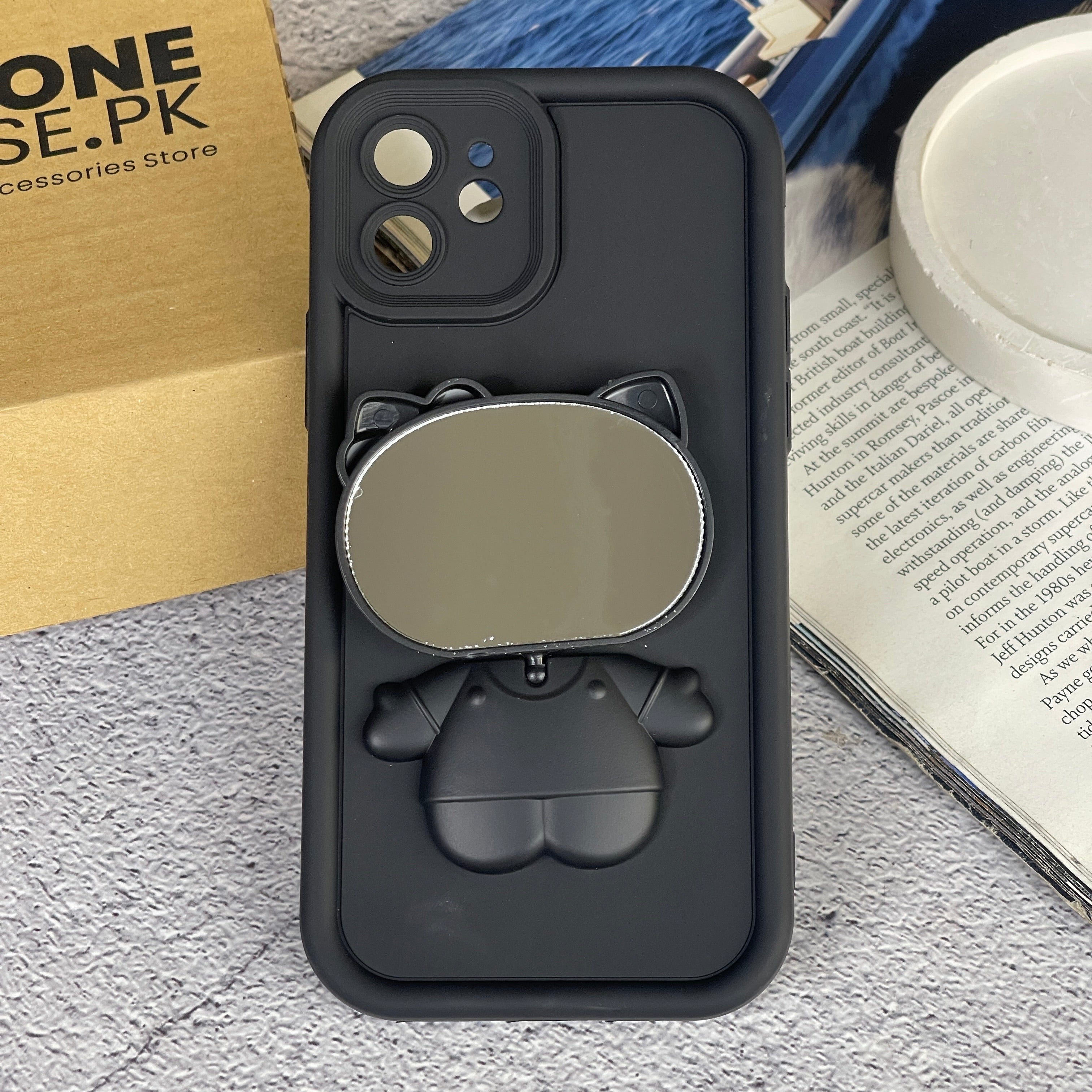 iPhone 12 - 3D Cute Kitty Case with Built-In Mirror & Stand