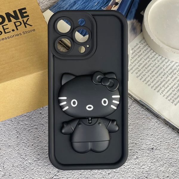 iPhone 13 Pro Max - 3D Cute Kitty Case with Built-In Mirror & Stand