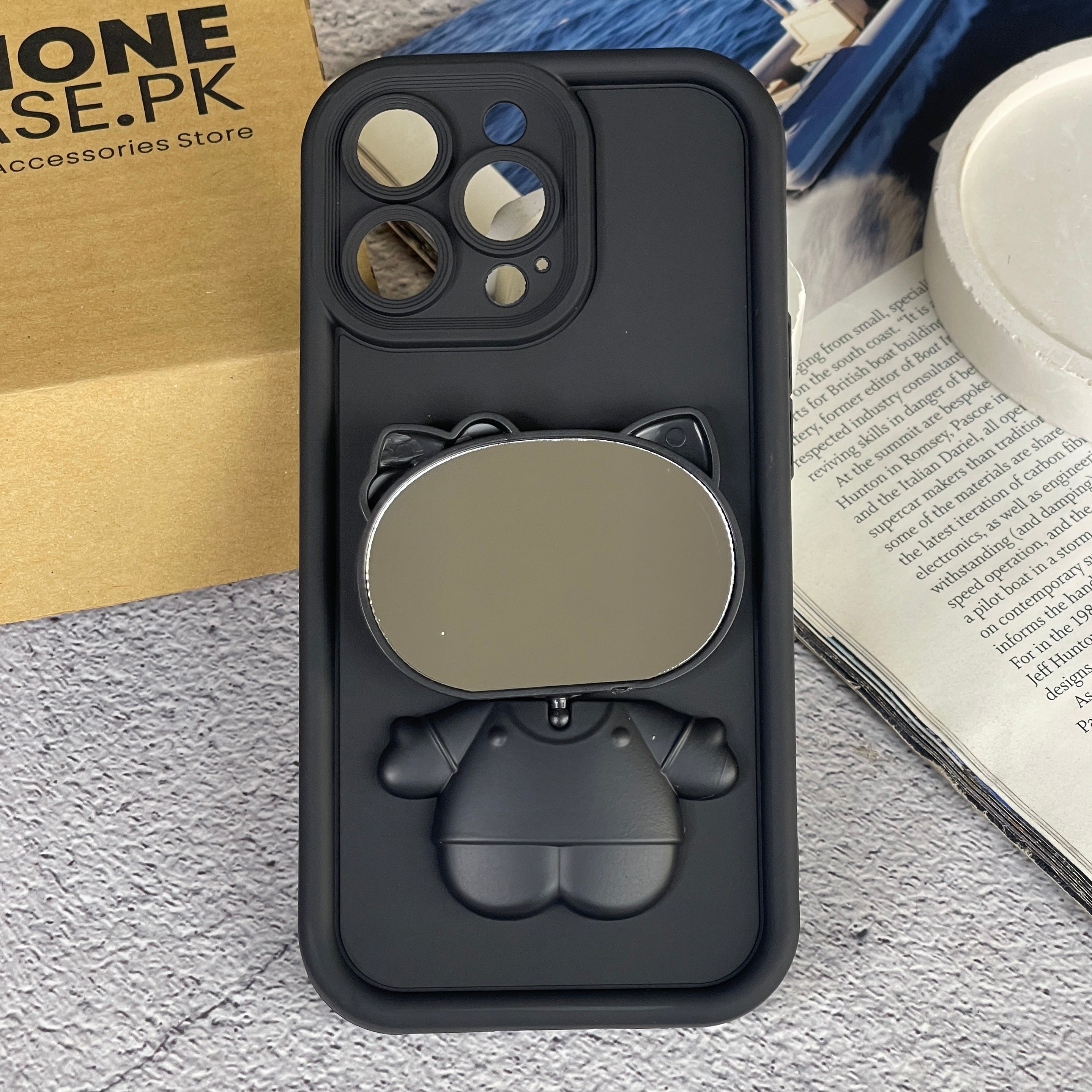 iPhone 13 Pro - 3D Cute Kitty Case with Built-In Mirror & Stand