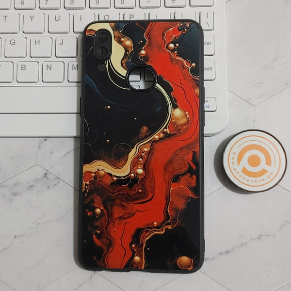 Galaxy A10s - Red Gold Marble - Premium Printed Glass soft Bumper shock Proof Case CS-22441