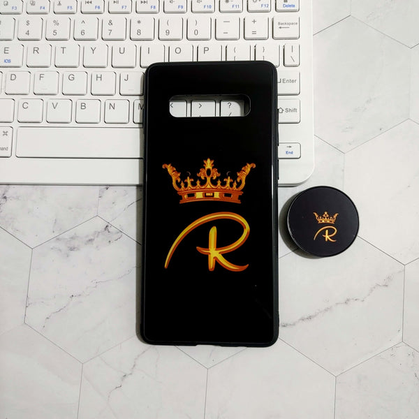 Galaxy S10 Plus - King R Alphabet - Premium Printed Glass soft Bumper shock Proof Case CS-22503