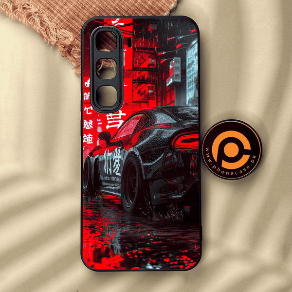 Infinix Hot 60 Pro Plus - Tokyo Dark Night Racing Car - Premium Metal Printed soft Bumper shock Proof Case