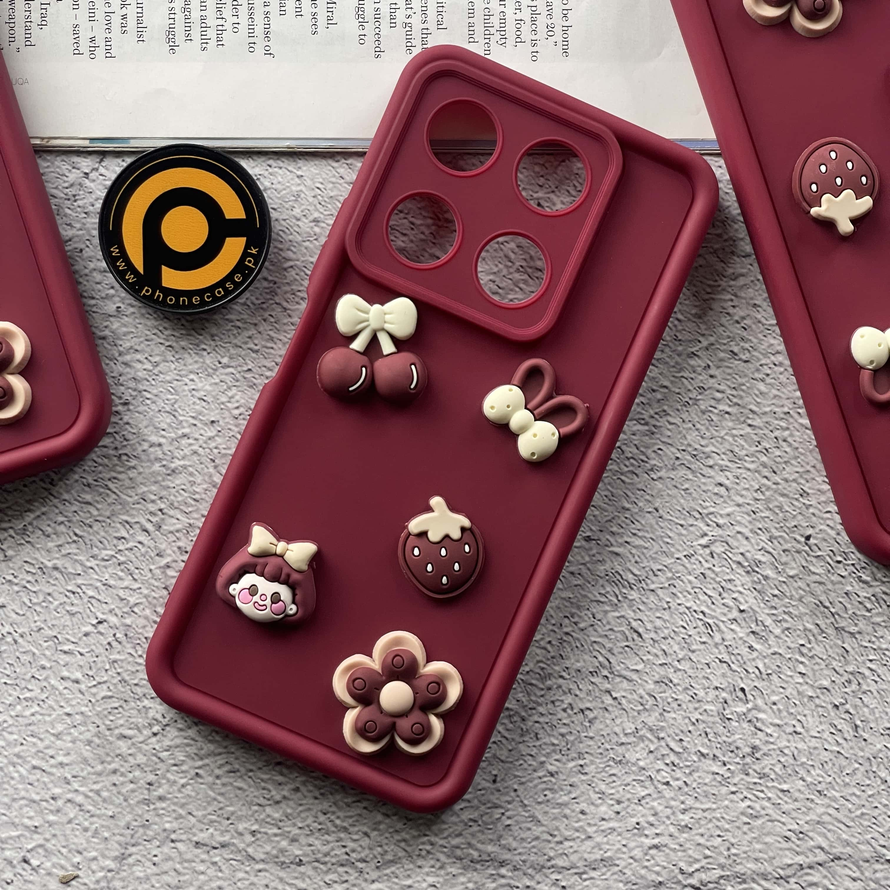 Infinix Note 30 Pro Cute 3D Cherry Flower Icons Silicon Case