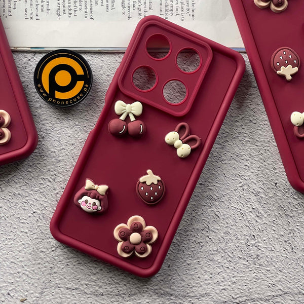 Infinix Note 30 Pro Cute 3D Cherry Flower Icons Silicon Case