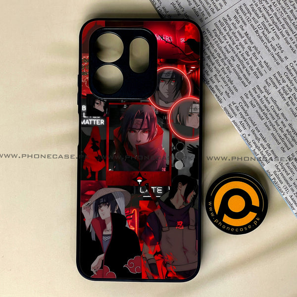 Infinix Hot 50i - Itachi Aesthetic - Premium Printed Glass soft Bumper Shock Proof Case