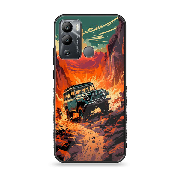 Infinix Hot 12i - Jeep Offroad - Premium Printed Glass soft Bumper Shock Proof Case