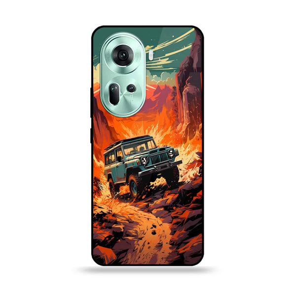 Oppo Reno 11 5G - Jeep Offroad -  Premium Printed Metal soft Bumper shock Proof Case