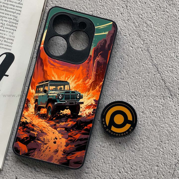 Tecno Pop 8 - Jeep Offroad - Premium Printed Glass soft Bumper Shock Proof Case