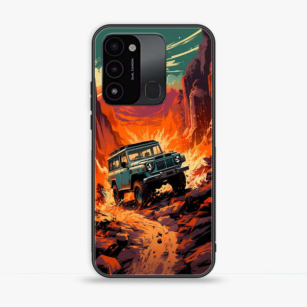Tecno Spark Go 2022 - Jeep Offroad - Premium Printed Glass soft Bumper Shock Proof Case