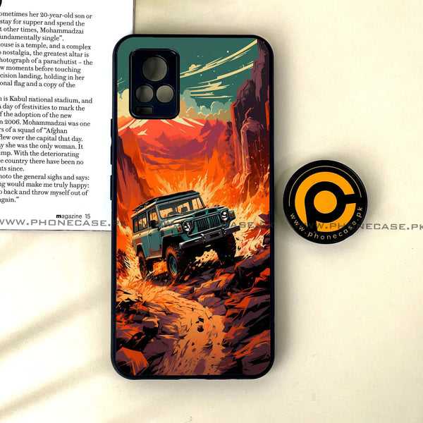 Vivo V20 - Jeep Offroad - Premium Printed Glass soft Bumper Shock Proof Case